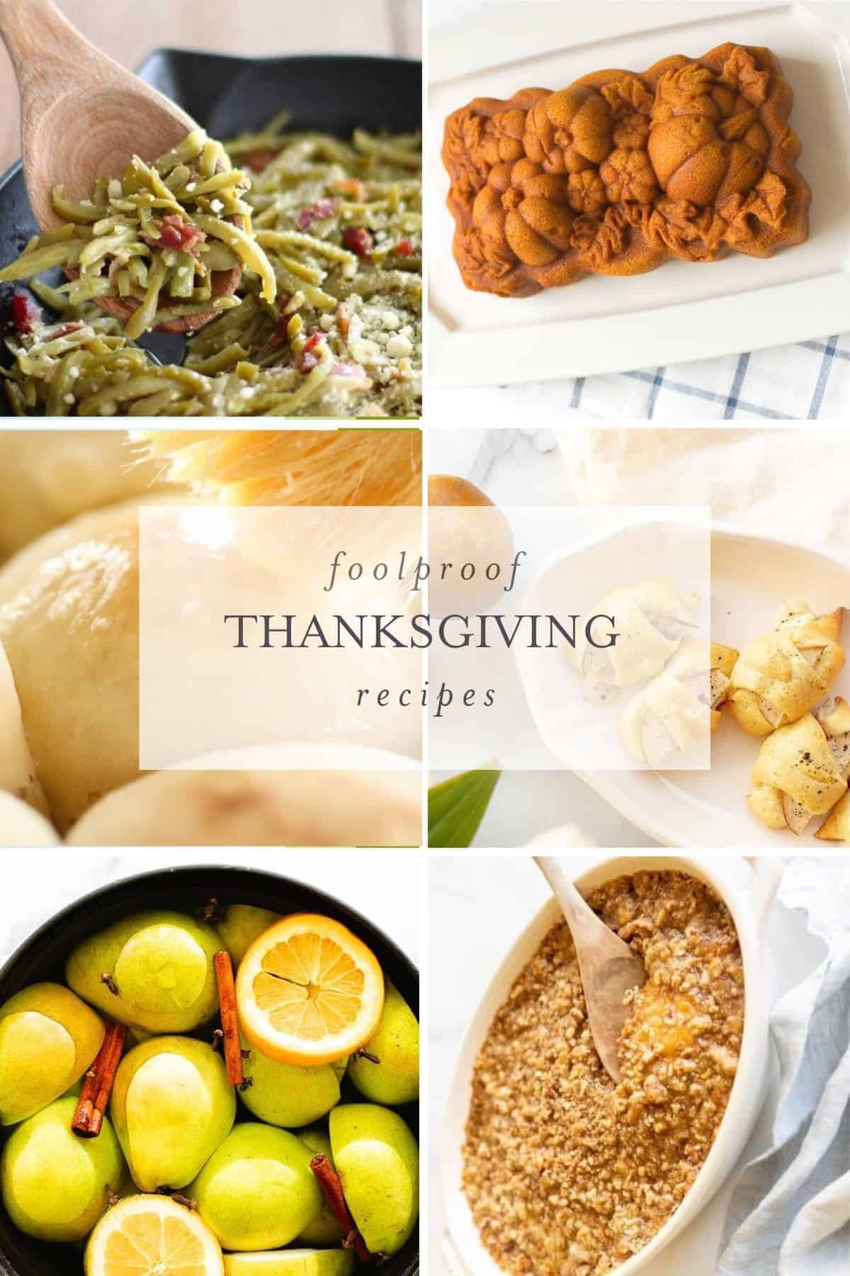 感恩节食谱拼贴画，上面写着“万无一失的感恩节食谱”。vwin德赢手机网页版
