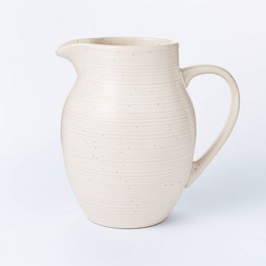 cream stoneware pitcher