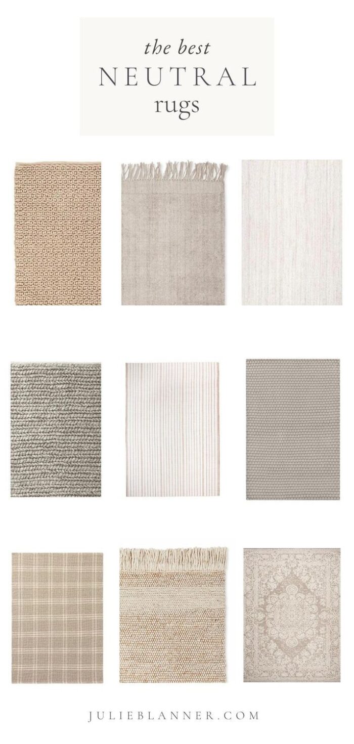 具有白色背景的图形，最佳中性地毯的标题，带有9个各种中性地毯的图像