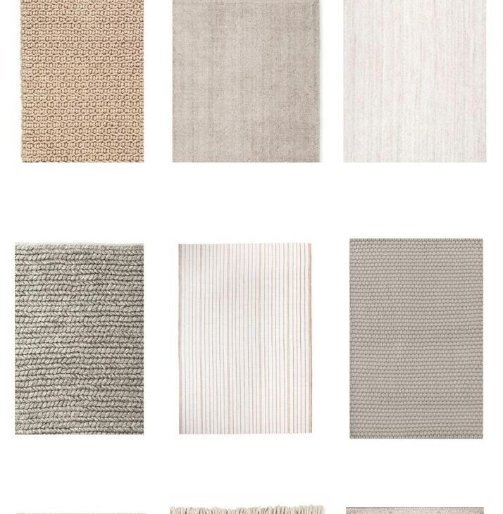 一张白色背景的图片，标题为“最佳中性地毯”，带有9种不同中性区域地毯的图片