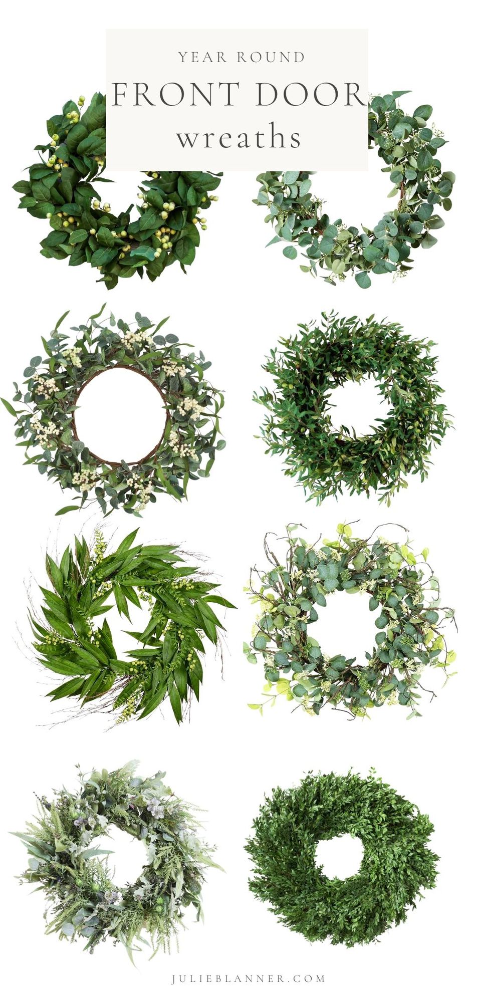 一个图形，带有8个绿色花圈，标题为“全年前门花圈”
