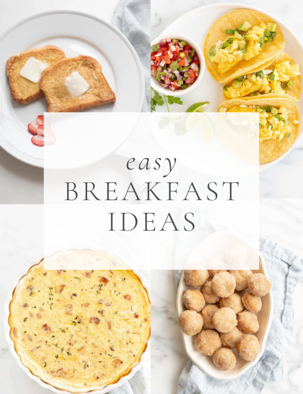 标题为“简单早餐创意”的早餐食品图形